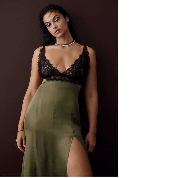 By Anthropologie Lace-Top Satin Chemise size 14 new with tag nwt - Picture 4 of 8